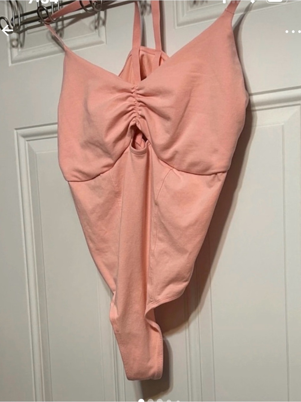 Colsie Peach Ruched Front Spaghetti Strap Bodysuit NWOT